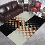 Black and ivory bedroom carpet novelty mosaic color block pattern rug polyester non-slip washable carpet
