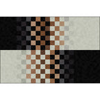 Black and ivory bedroom carpet novelty mosaic color block pattern rug polyester non-slip washable carpet