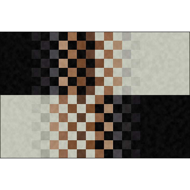 Black and ivory bedroom carpet novelty mosaic color block pattern rug polyester non-slip washable carpet