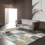 Gray Bedroom Carpet Novelty Color Block Pattern Area Rug Polyester Non-Slip Pet-Friendly Rug
