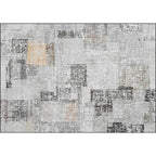 Gray Bedroom Carpet Novelty Color Block Pattern Area Rug Polyester Non-Slip Pet-Friendly Rug