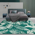 Stylish Leaf Pattern Carpet Green Tropical Carpet Polyester Washable Non-Slip Back Area Rug for Living Room