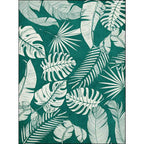 Stylish Leaf Pattern Carpet Green Tropical Carpet Polyester Washable Non-Slip Back Area Rug for Living Room