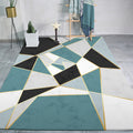 Stylish Color Box Rug Black and Green Simple Rug Polyester Washable Non-Slip Back Rug for the Living Room