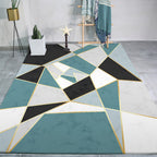 Stylish Color Box Rug Black and Green Simple Rug Polyester Washable Non-Slip Back Rug for the Living Room