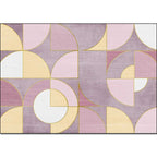 Pink and purple contemporary rug polyester color block rug machine washable non-slip rug for the living room