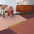 Unique color block rug pink and red Simple rug polyester washable non-slip backing rug for the living room