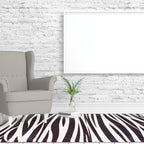 Modern Zebra Print Rug Black and White Rug Power Loom Washable Rug for the Living Room