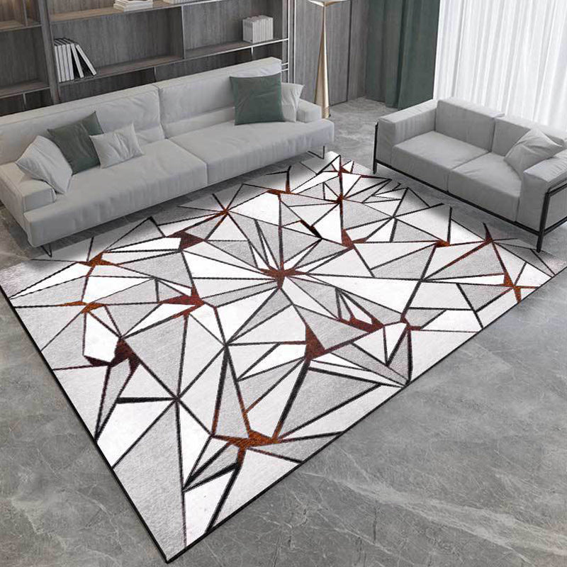 Unique geometric printed rug grey Simple rug polyester washable non-slip backing rug for the living room