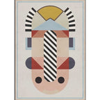 Casual color block striped pattern rug beige and pink polyester rug machine washable non-slip rug for the bedroom