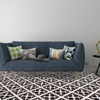 Scandinavian Geometric Rug White Flooring Made from Black Dyed Polyester Pet Friendly Washable Indoor Rug