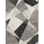 Nordic Colorblock Rug Black and Gray Polyester Rug Machine Washable Non-Slip Rug for Bedroom
