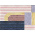 Pink Multicolor Contemporary Rug Polyester Color Block Striped Pattern Rug Machine Washable Non-Slip Rug for the Living Room