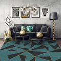 Black and green modern carpet polyester color block carpet washable non-slip backing carpet for the living room
