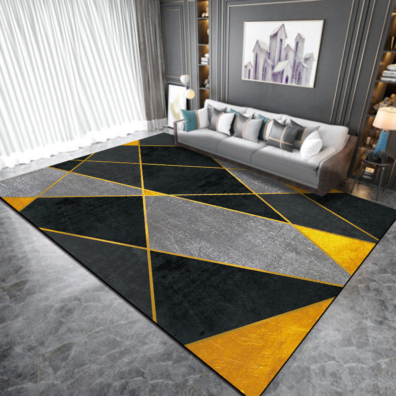 New Color Edge Carpet Black and Yellow Polyester Carpet Machine Washable Non-Slip Rug for the Bedroom