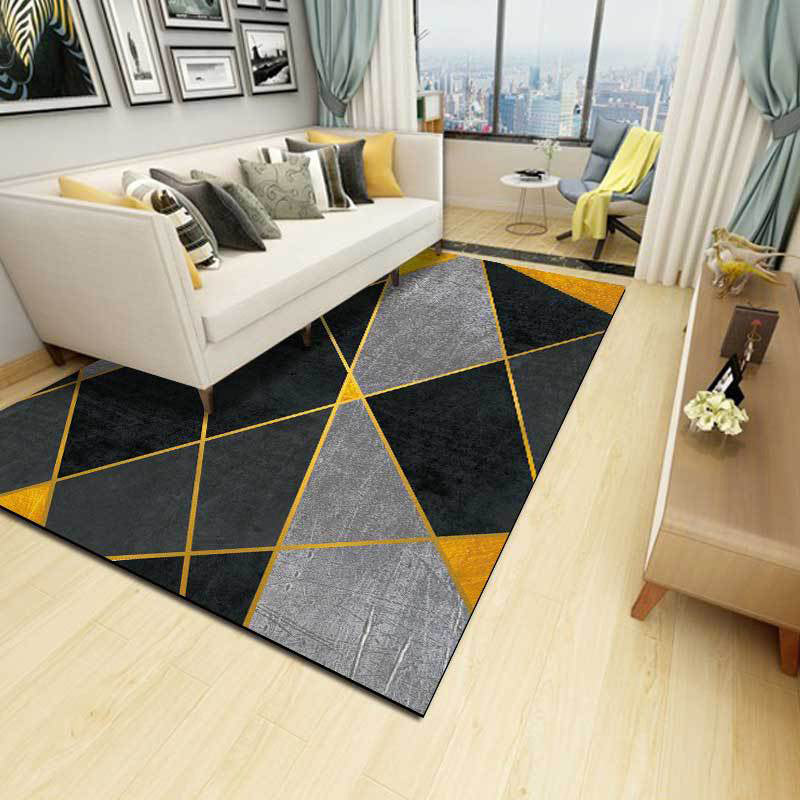 New Color Edge Carpet Black and Yellow Polyester Carpet Machine Washable Non-Slip Rug for the Bedroom