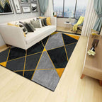 New Color Edge Carpet Black and Yellow Polyester Carpet Machine Washable Non-Slip Rug for the Bedroom