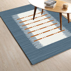 Casual striped rug blue and white polyester rug machine washable non-slip rug for the bedroom