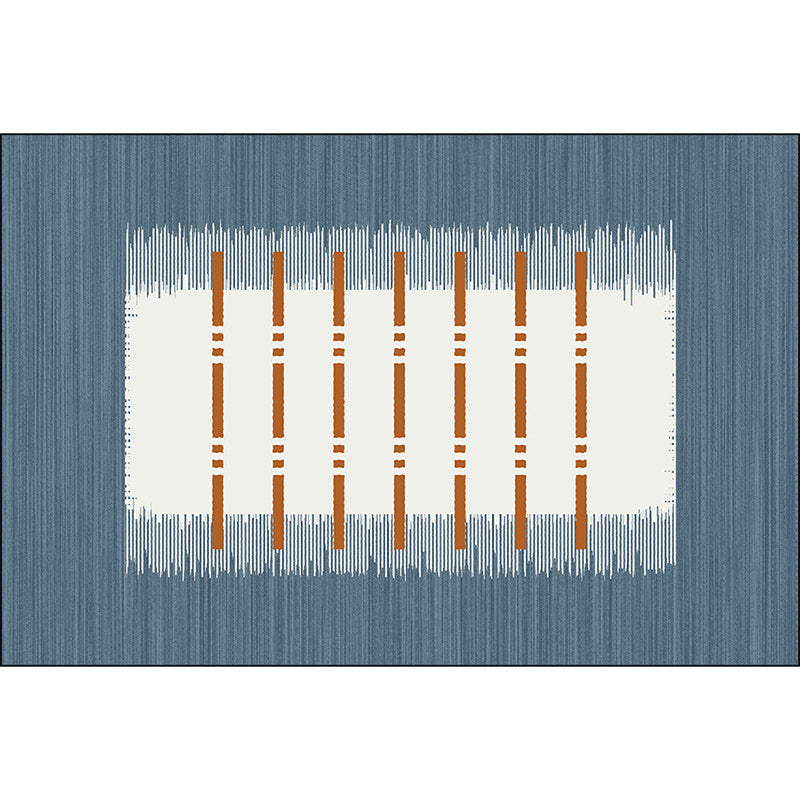 Casual striped rug blue and white polyester rug machine washable non-slip rug for the bedroom