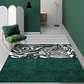 Unique striped watercolor print rug green and white simple rug polyester washable non-slip backing rug for the living room