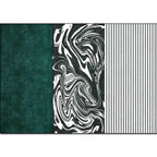 Unique striped watercolor print rug green and white simple rug polyester washable non-slip backing rug for the living room