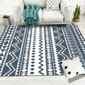 Navy Blue Rug Bohemian Tribal Geometric Rug Polyester Non-Slip Power Loom Living Room Rug