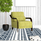 Navy Blue Rug Bohemian Tribal Geometric Rug Polyester Non-Slip Power Loom Living Room Rug