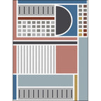 Stylish Checkered Stripe Pattern Carpet Blue Multicolor Modern Carpet Polyester Washable Non-Slip Back Area Rug for Living Room