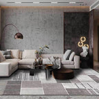 Stylish striped rug grey Casual rug polyester washable non-slip back rug for the living room