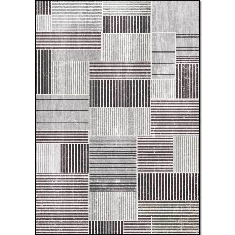 Stylish striped rug grey Casual rug polyester washable non-slip back rug for the living room