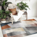 Unique Colorblock Rug Gray and Brown Simple Rug Polyester Washable Non-slip Back Rug for the Living Room