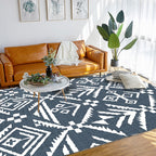 Marine-Indian Tribe Wallpaper Geometric Floor Covering Synthetic Washable Pet Friendly Stain Resistant Power Loom Rug