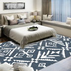 Marine-Indian Tribe Wallpaper Geometric Floor Covering Synthetic Washable Pet Friendly Stain Resistant Power Loom Rug