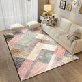 Pink Multicolor Leisure Rug Polyester Color Block Rug Machine Washable Non-Slip Rug for the Living Room