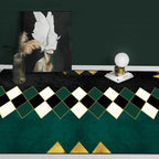Casual plaid patterned rug Black and Green Polyester rug Machine washable Non-slip rug for the bedroom
