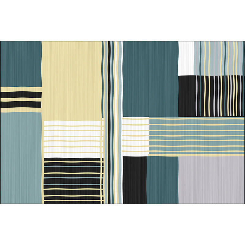 Modern striped rug green Simple rug Polyester Washable Non-slip backing Rug for the living room