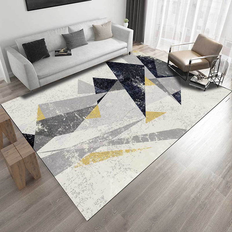 Contemporary geometric printed rug Gray Multicolored Polyester rug Machine washable Non-slip rug for the bedroom