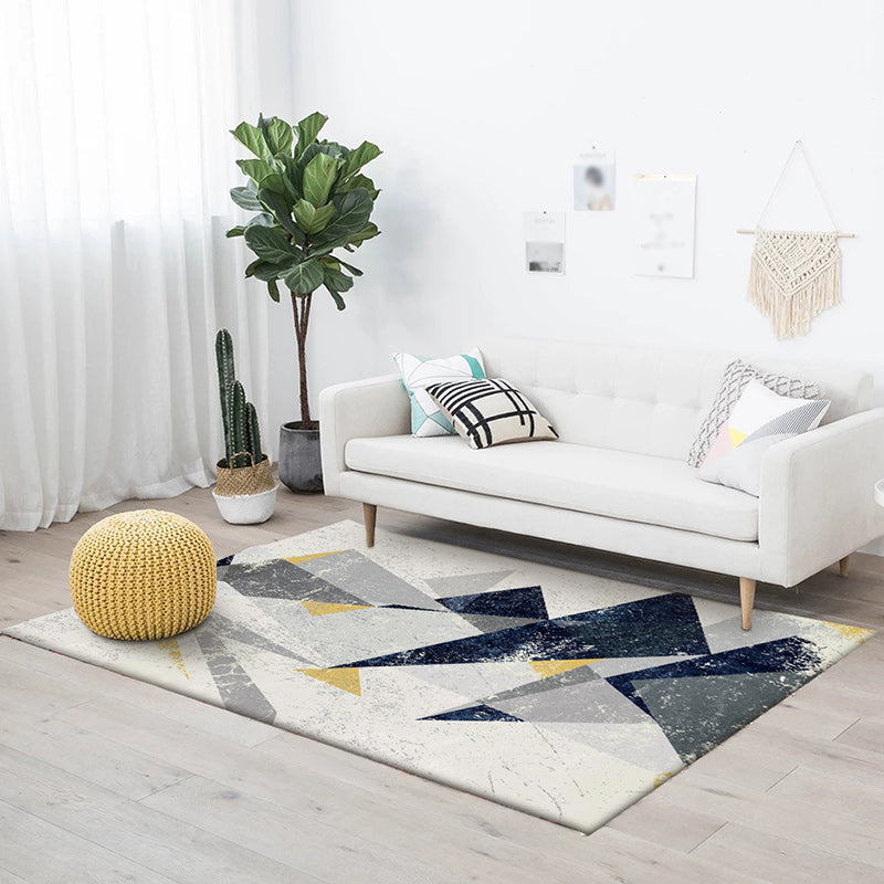 Contemporary geometric printed rug Gray Multicolored Polyester rug Machine washable Non-slip rug for the bedroom