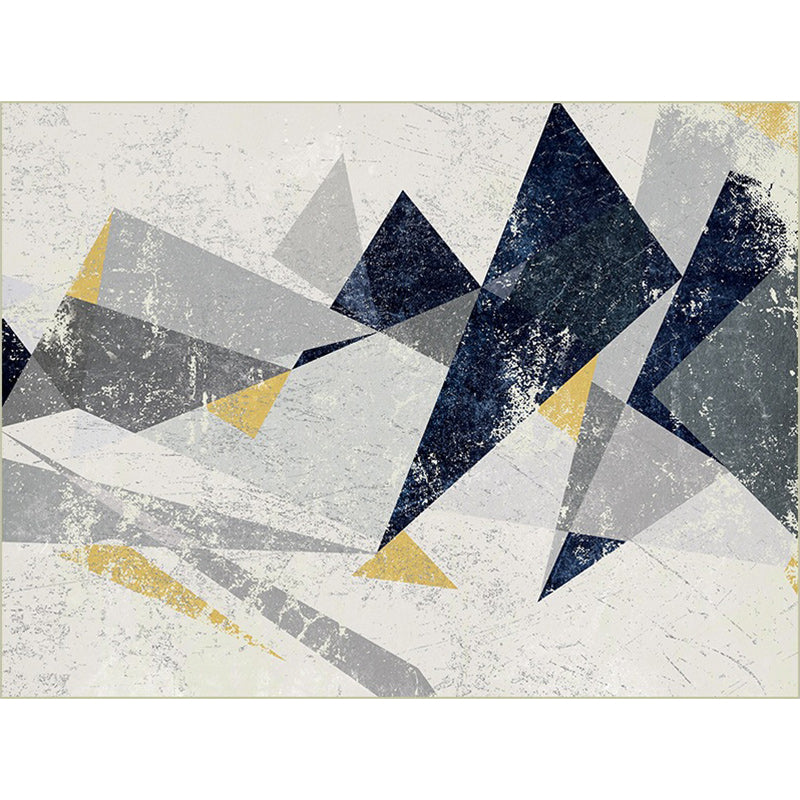Contemporary geometric printed rug Gray Multicolored Polyester rug Machine washable Non-slip rug for the bedroom
