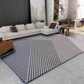 Black and Gray Modern Carpet Polyester Striped Print Carpet Washable Non-Slip Backing Carpet for Living Room