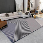 Black and Gray Modern Carpet Polyester Striped Print Carpet Washable Non-Slip Backing Carpet for Living Room