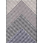 Black and Gray Modern Carpet Polyester Striped Print Carpet Washable Non-Slip Backing Carpet for Living Room