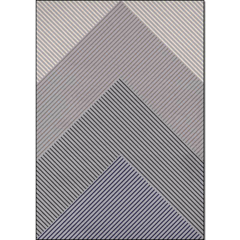 Black and Gray Modern Carpet Polyester Striped Print Carpet Washable Non-Slip Backing Carpet for Living Room