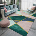 Pink and Green Contemporary Carpet Polyester Color Block Carpet Washable Non-Slip Backing Rug for Living Room