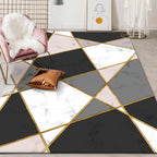 Black and Pink Modern Rug Polyester Color Block Rug Washable Non-Slip Back Rug for Living Room