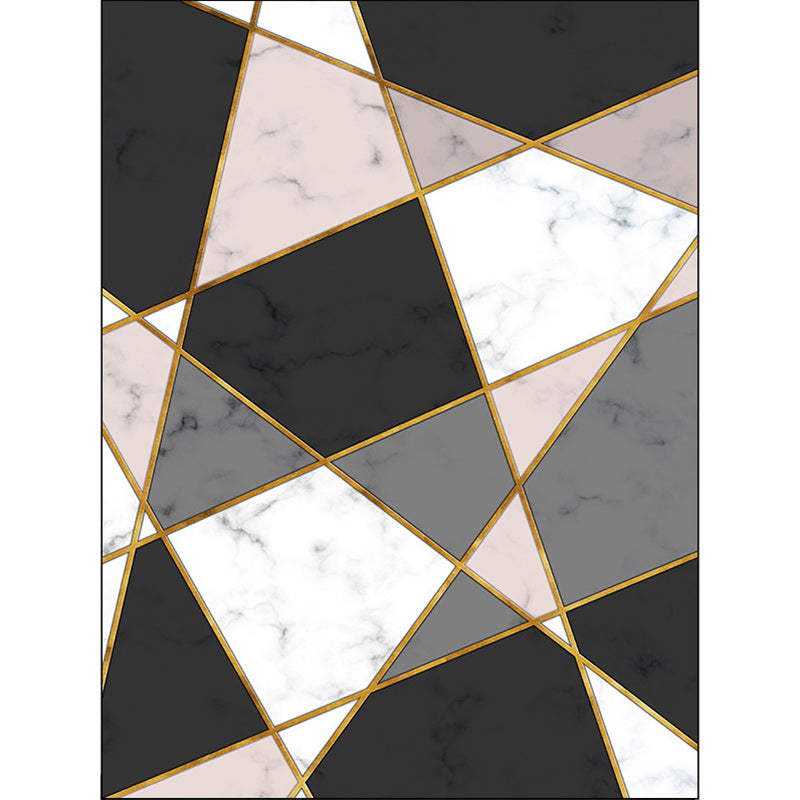 Black and Pink Modern Rug Polyester Color Block Rug Washable Non-Slip Back Rug for Living Room