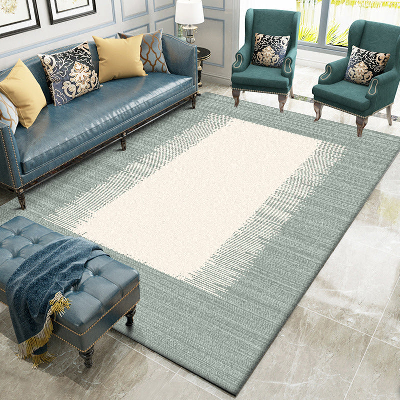Simply striped rug light blue and beige modern rug polyester washable non-slip rug for the living room