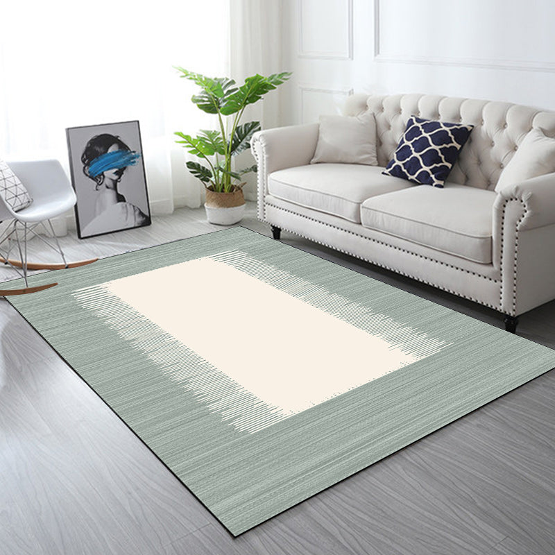 Simply striped rug light blue and beige modern rug polyester washable non-slip rug for the living room