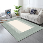 Simply striped rug light blue and beige modern rug polyester washable non-slip rug for the living room