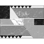 Gray and Black Leisure Carpet Polyester Striped Marble Surface Pattern Carpet Washable Non-Slip Underlay Carpet for Bedroom